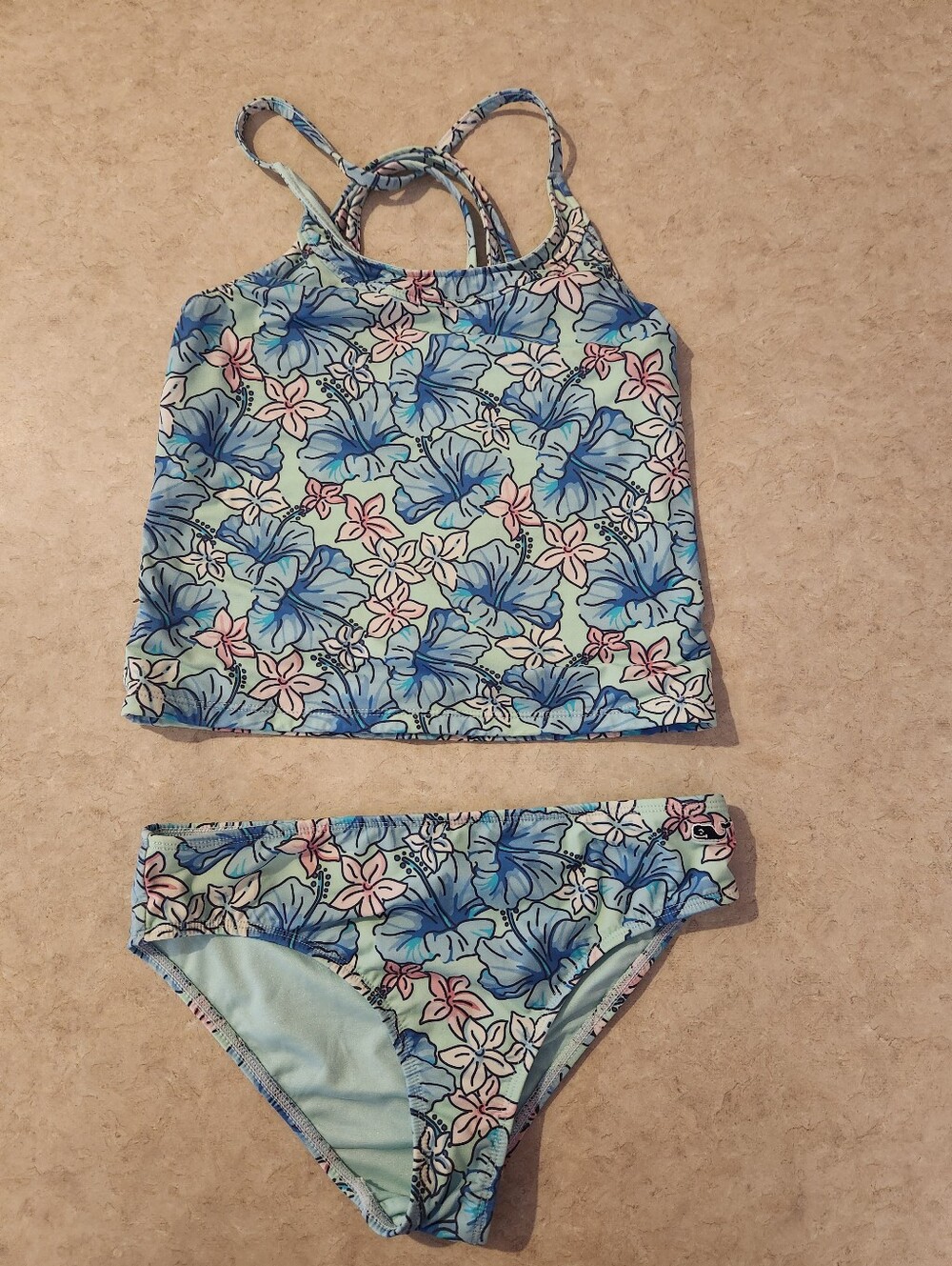 Vineyard Vines Girls' Blue Floral Tankini Swim Set - Kids Swim